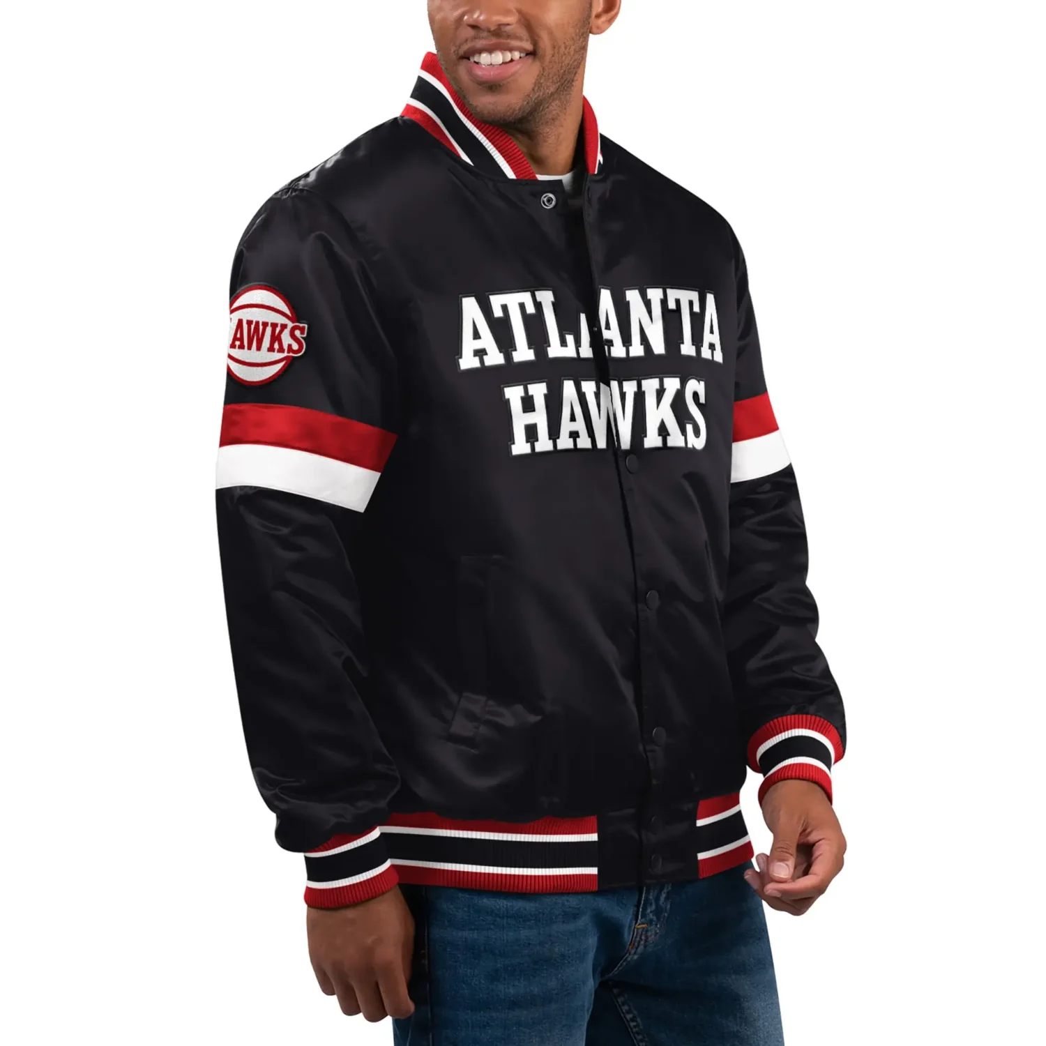 Atlanta Hawks Satin Varsity Black Jacket team jacket 1