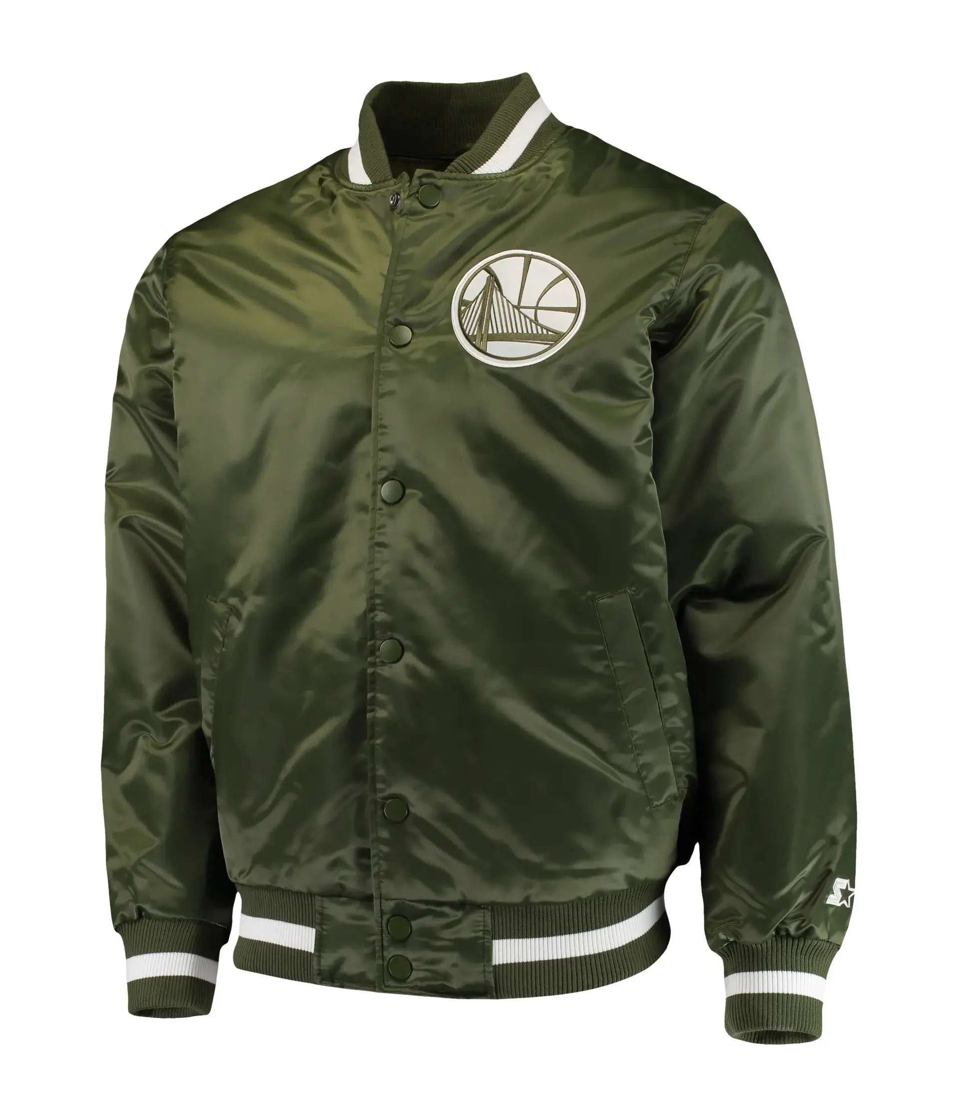 Golden State Warriors Starter Full Snap Satin Green Jacket TeamJacketShop