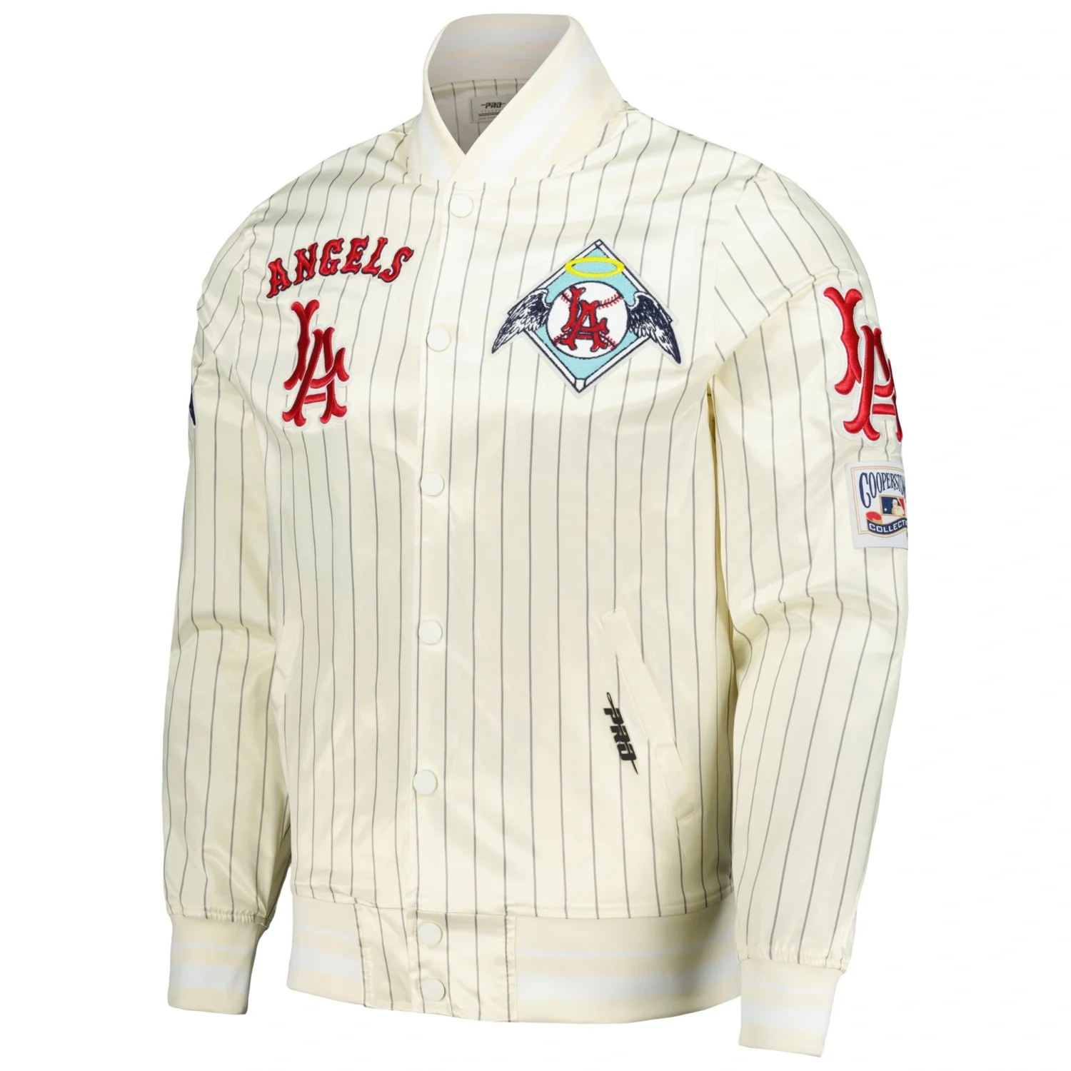 Los Angeles Angels Pro Standard Cooperstown Pinstripe Full Snap Satin Varsity Jacket team jacket 1