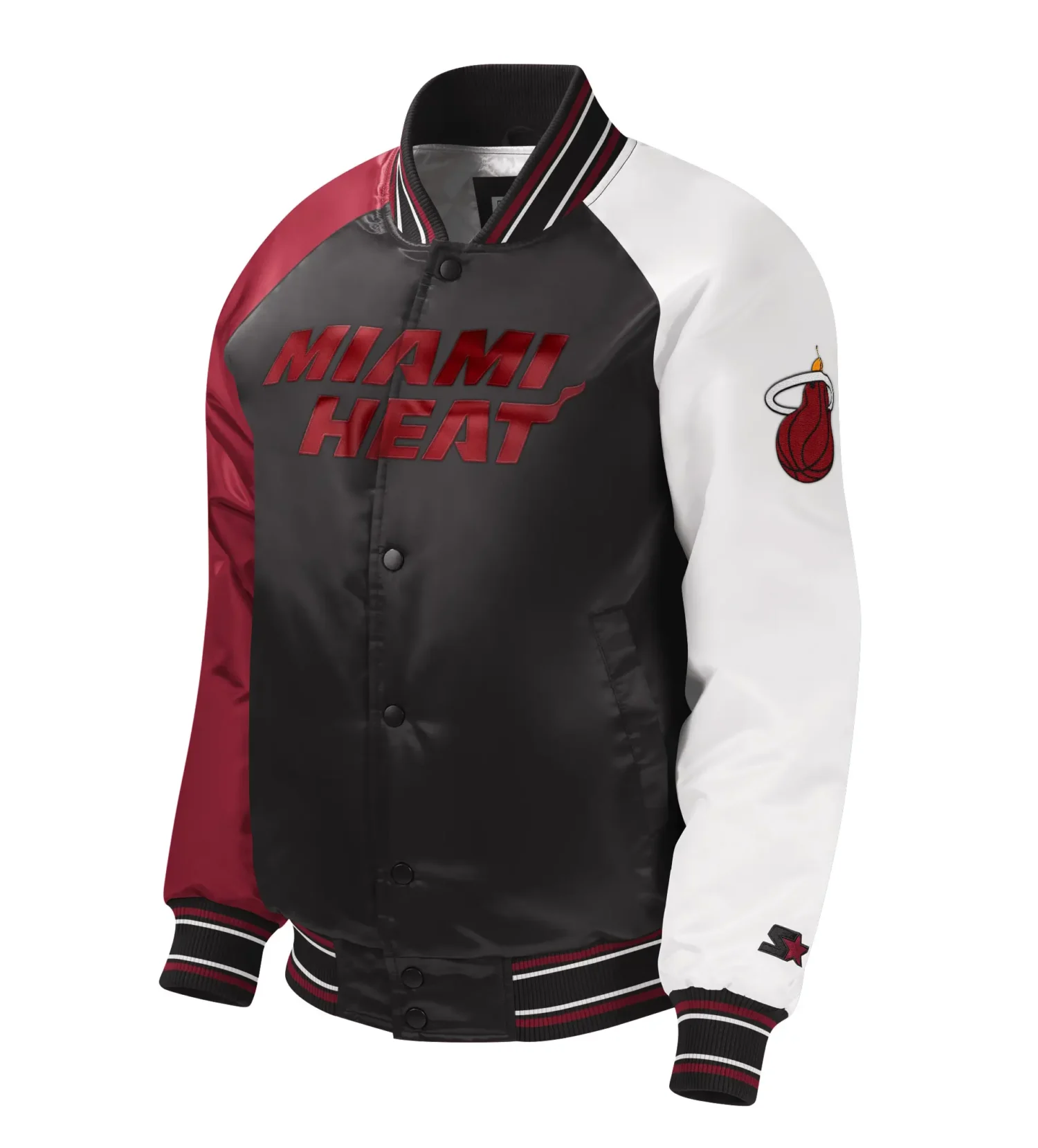 Miami Heat Starter Youth Raglan Full Snap Multi Colored Varsity Jacket TeamJacketShop