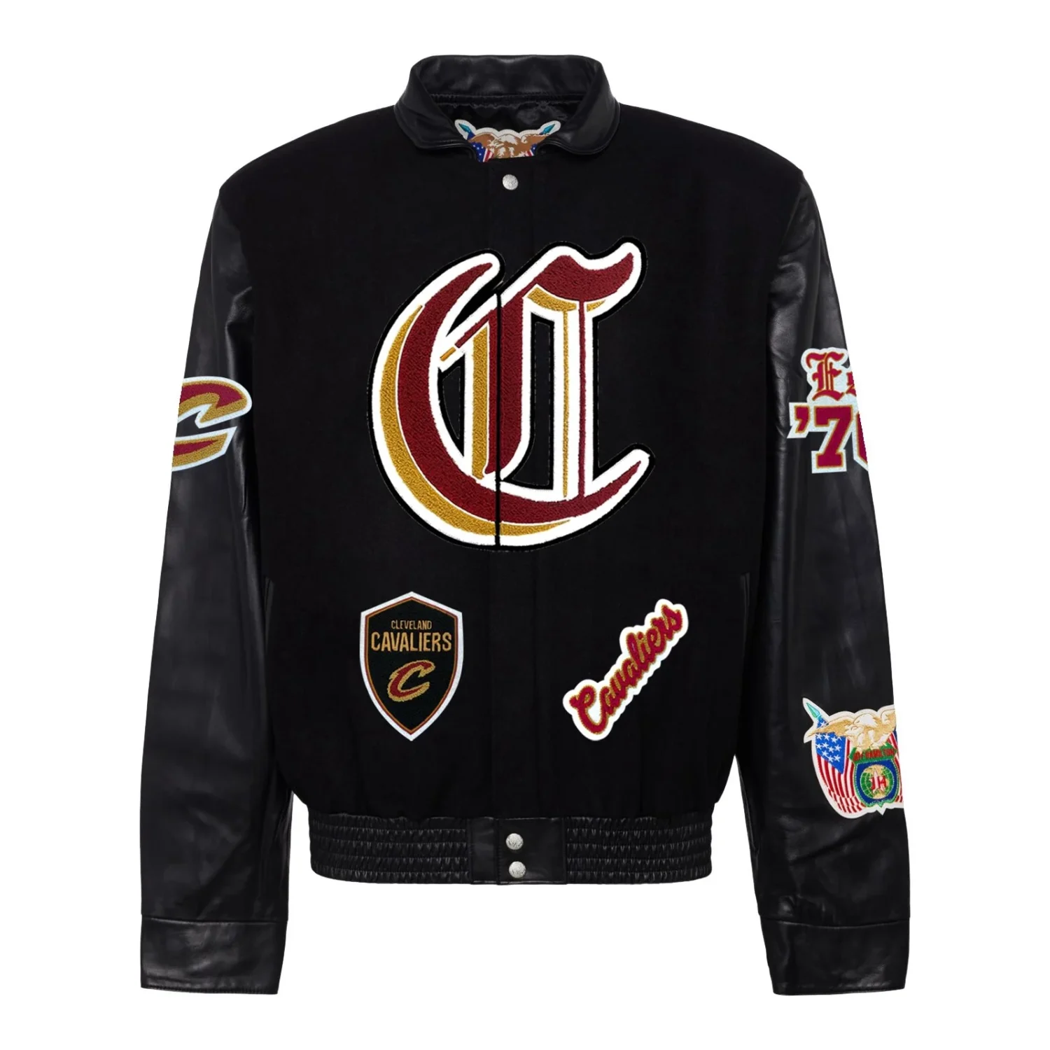 Cleveland Cavaliers Black Wool Leather Varsity Jacket 1