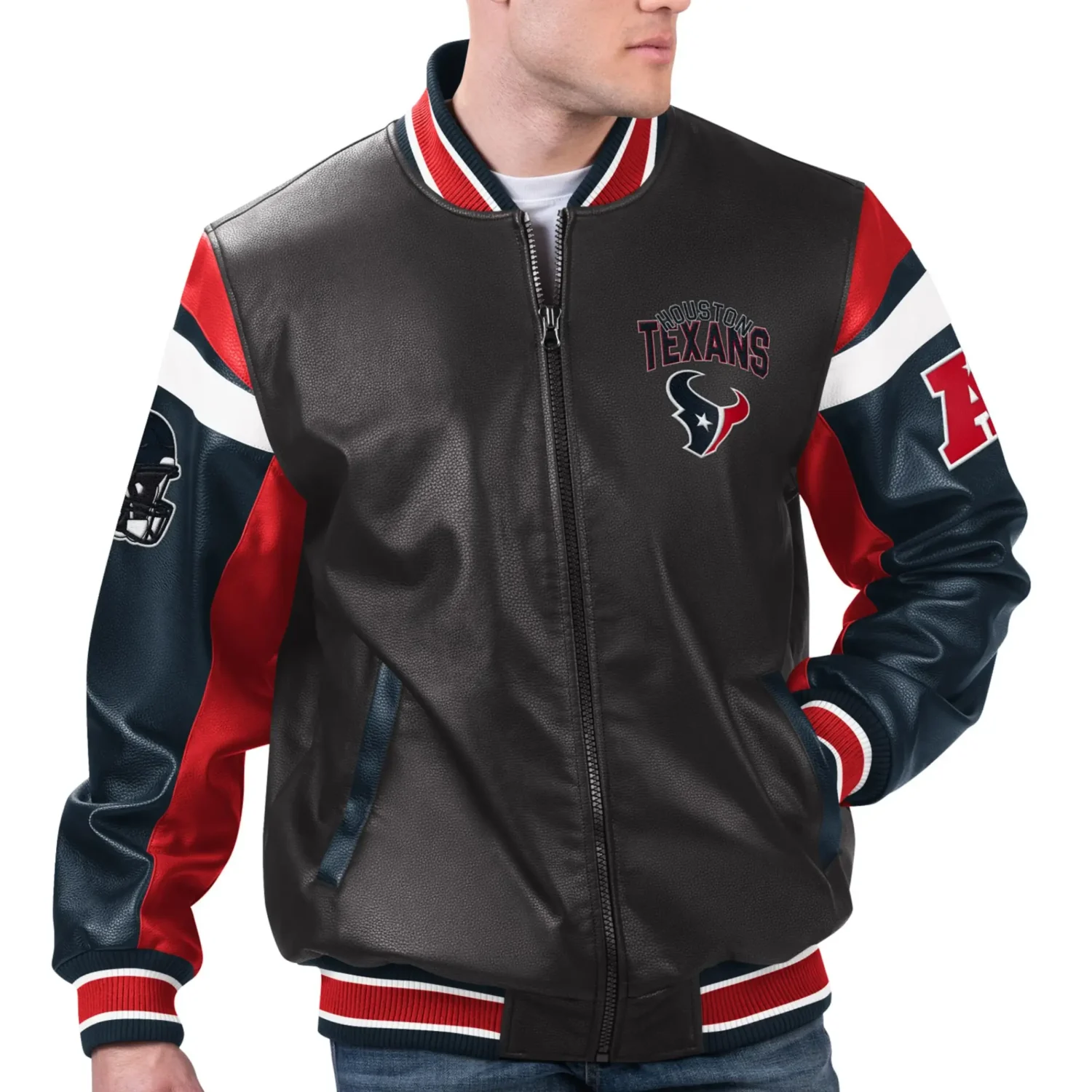 Houston Texans G III Sports by Carl Banks Leather Varsity Jacket TeamJacketShop