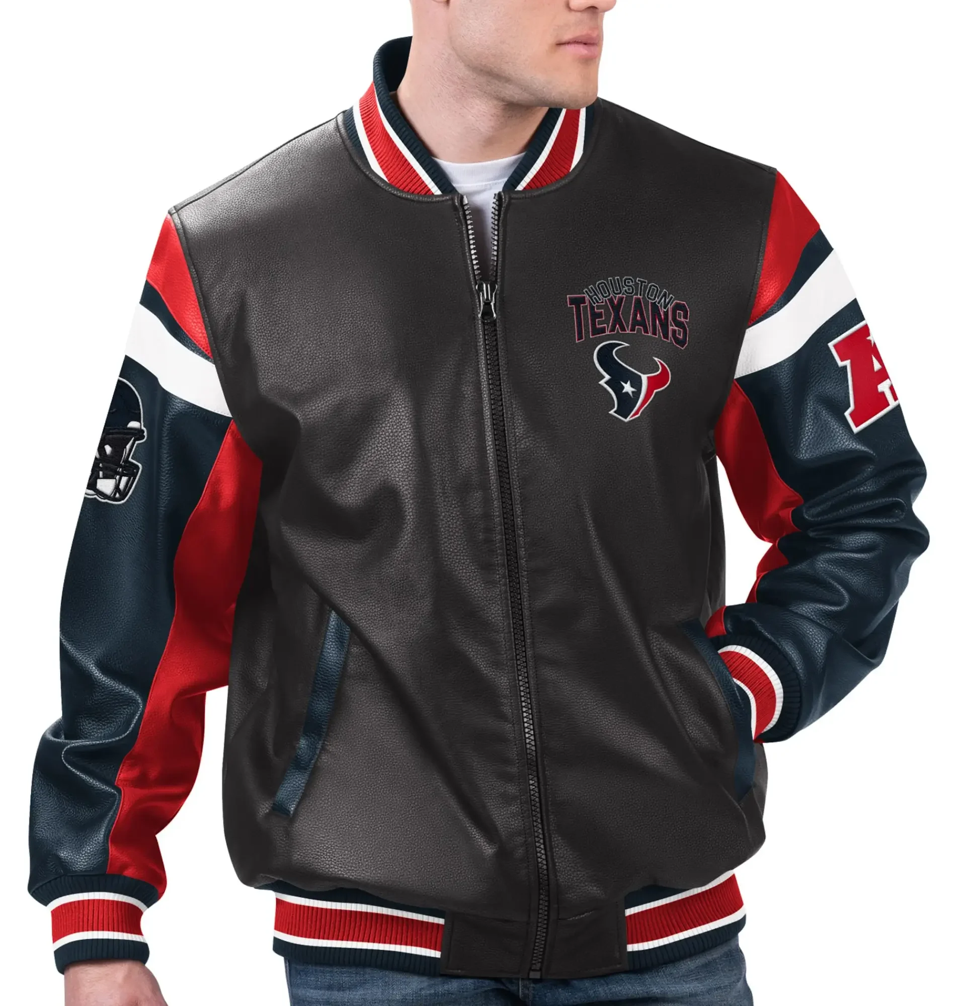 Houston Texans G III Sports by Carl Banks Leather Varsity Jacket TeamJacketShop