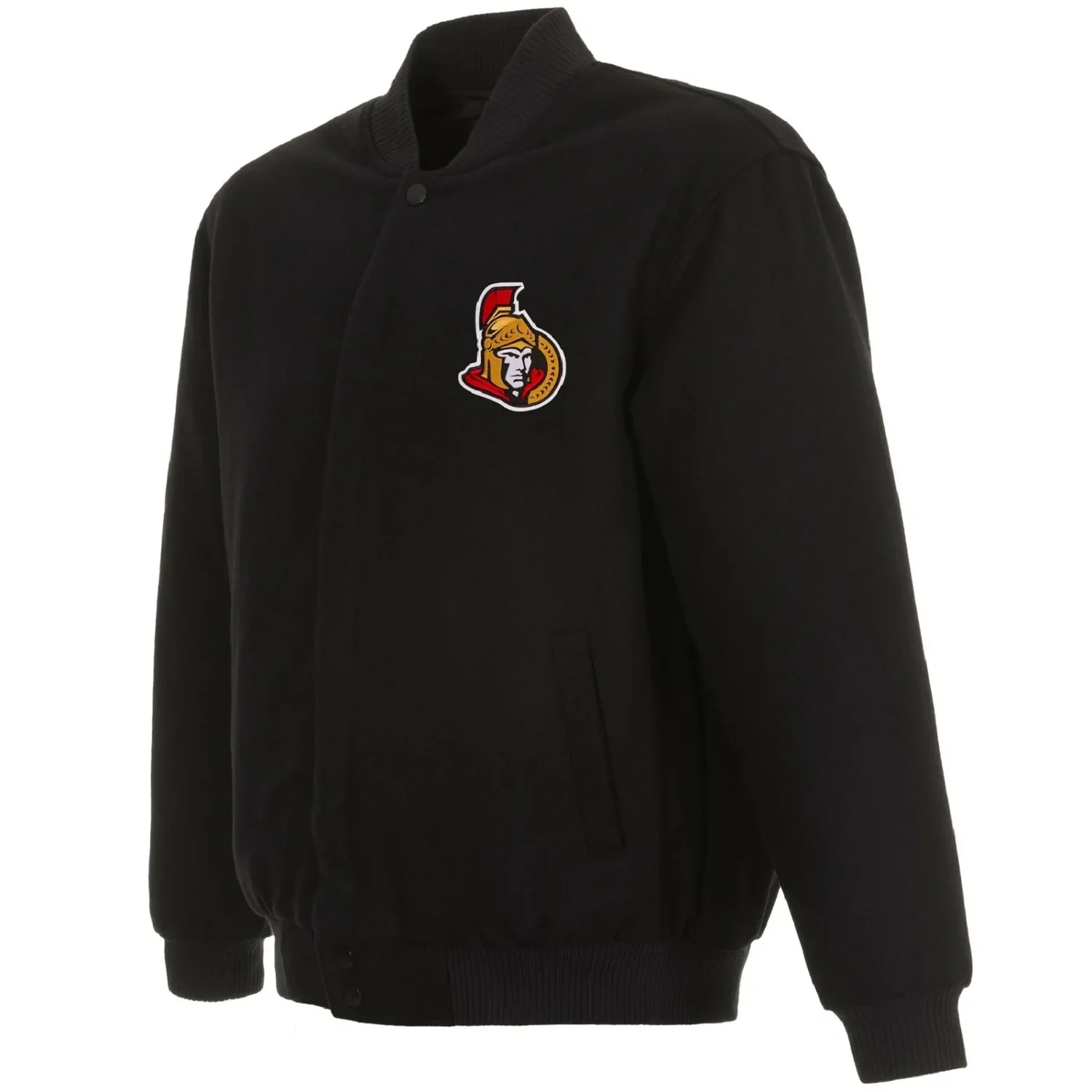 Ottawa Senators Reversible Black Wool Varsity Jacket Team Logo TeamJacketShop