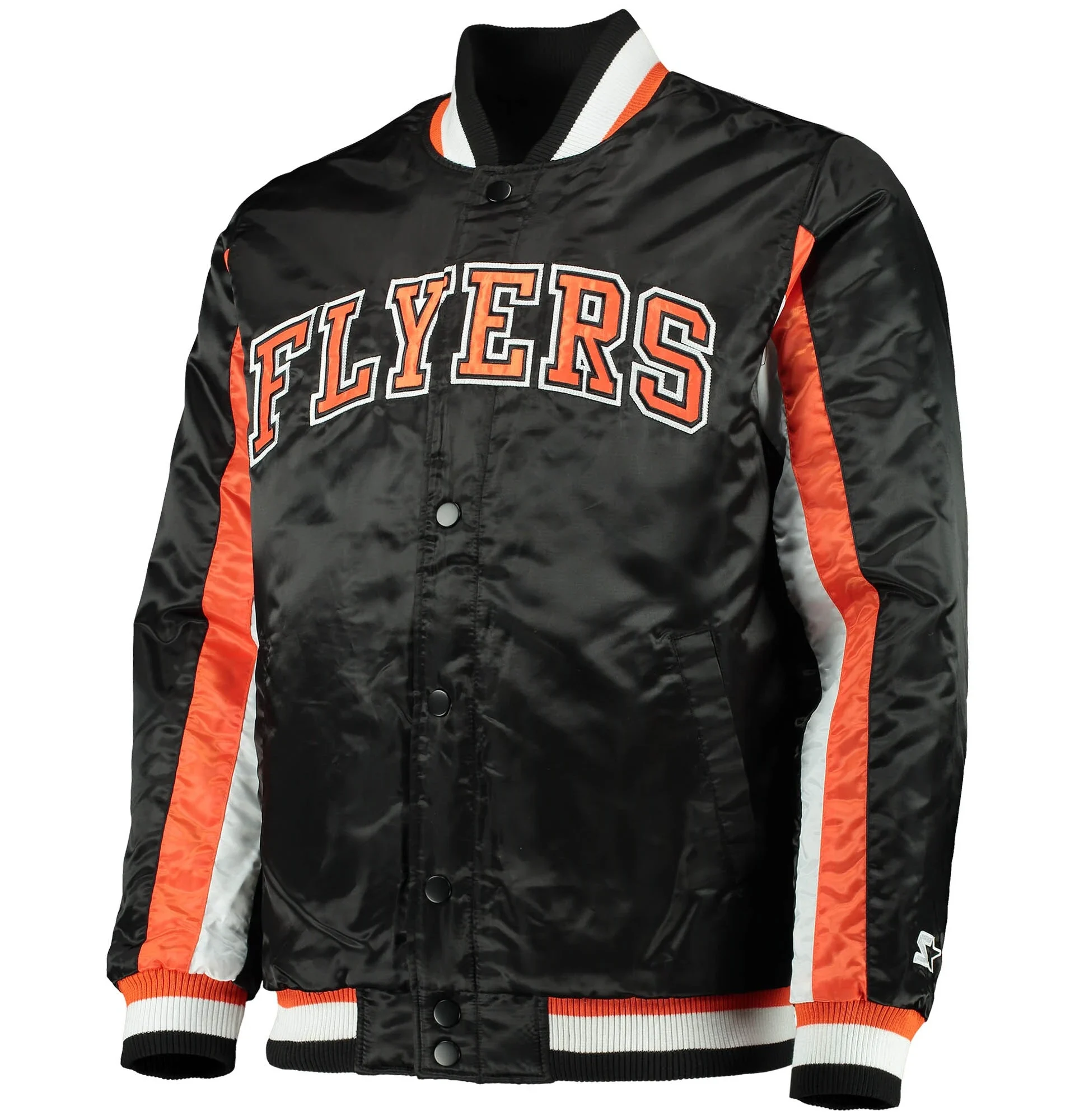 Philadelphia Flyers Starter The Ace BlackOrange Satin Varsity Team Jacket 1
