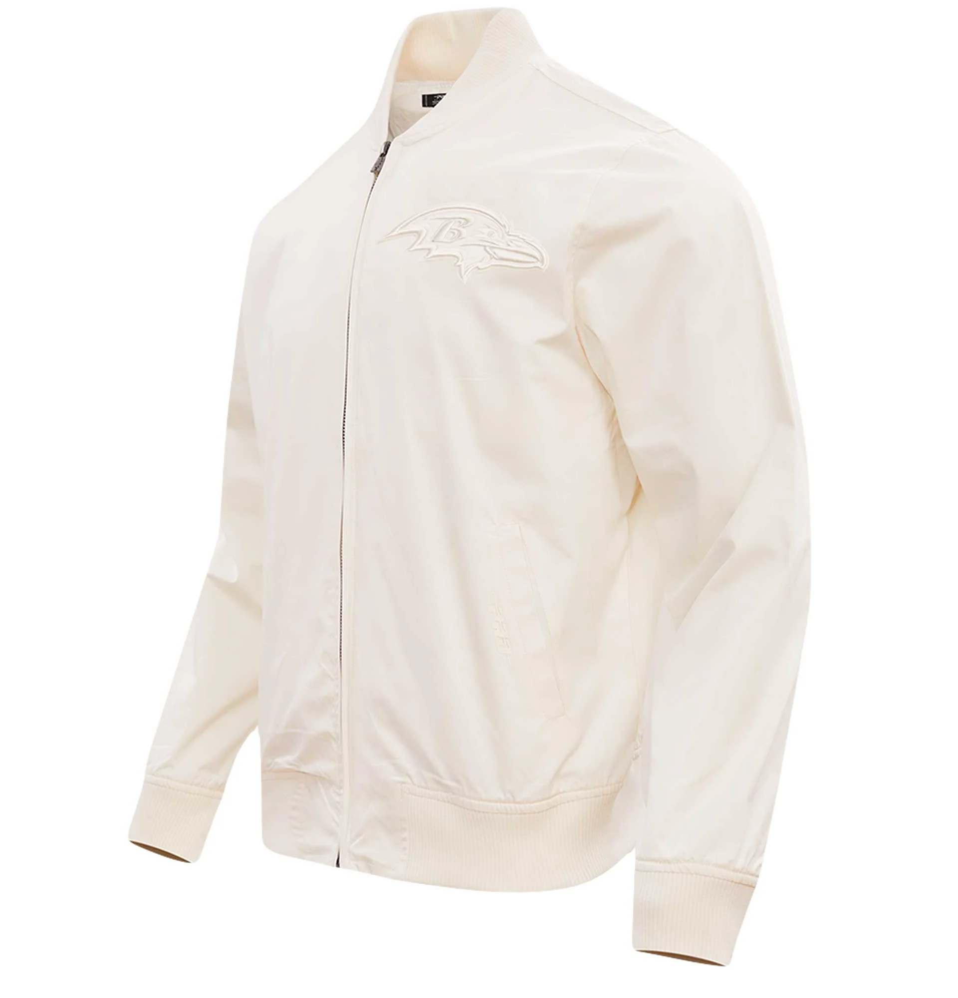 Baltimore Ravens Pro Standard White Neutral Satin Varsity Jacket 1
