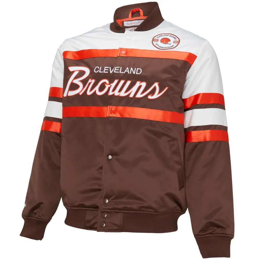 Cleveland Browns Team Players Satin Varsity Jacket Brown White svj (3)