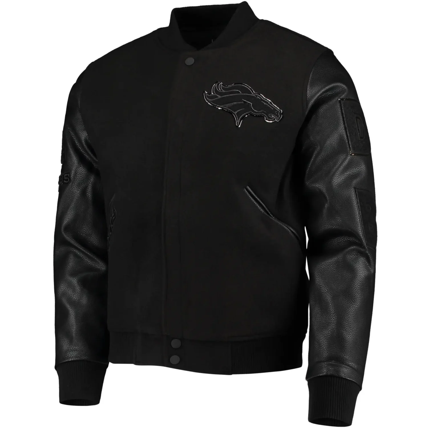 Denver Broncos Wool Leather Black Varsity Jacket svj (1)