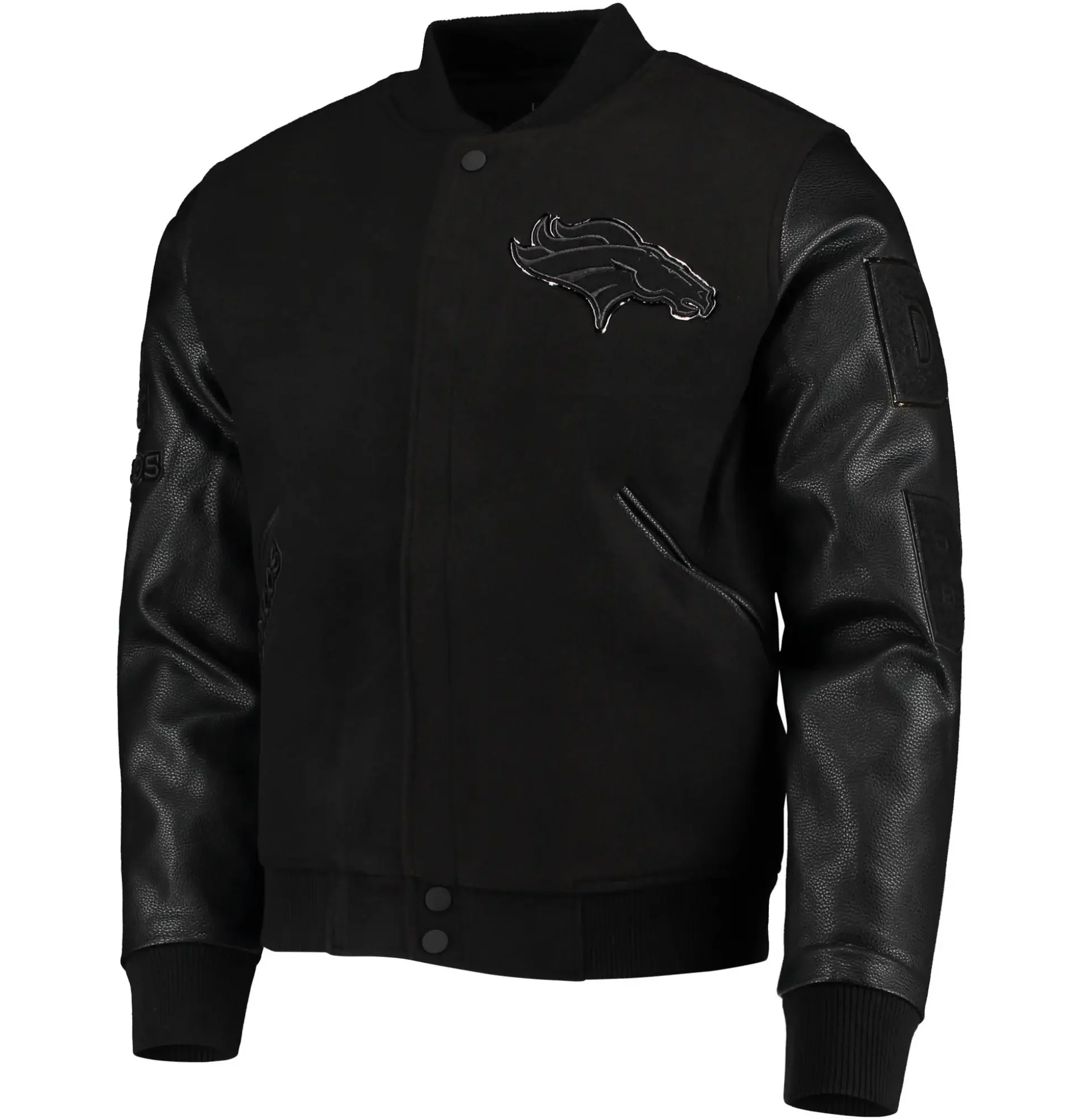 Denver Broncos Wool Leather Black Varsity Jacket svj (1)