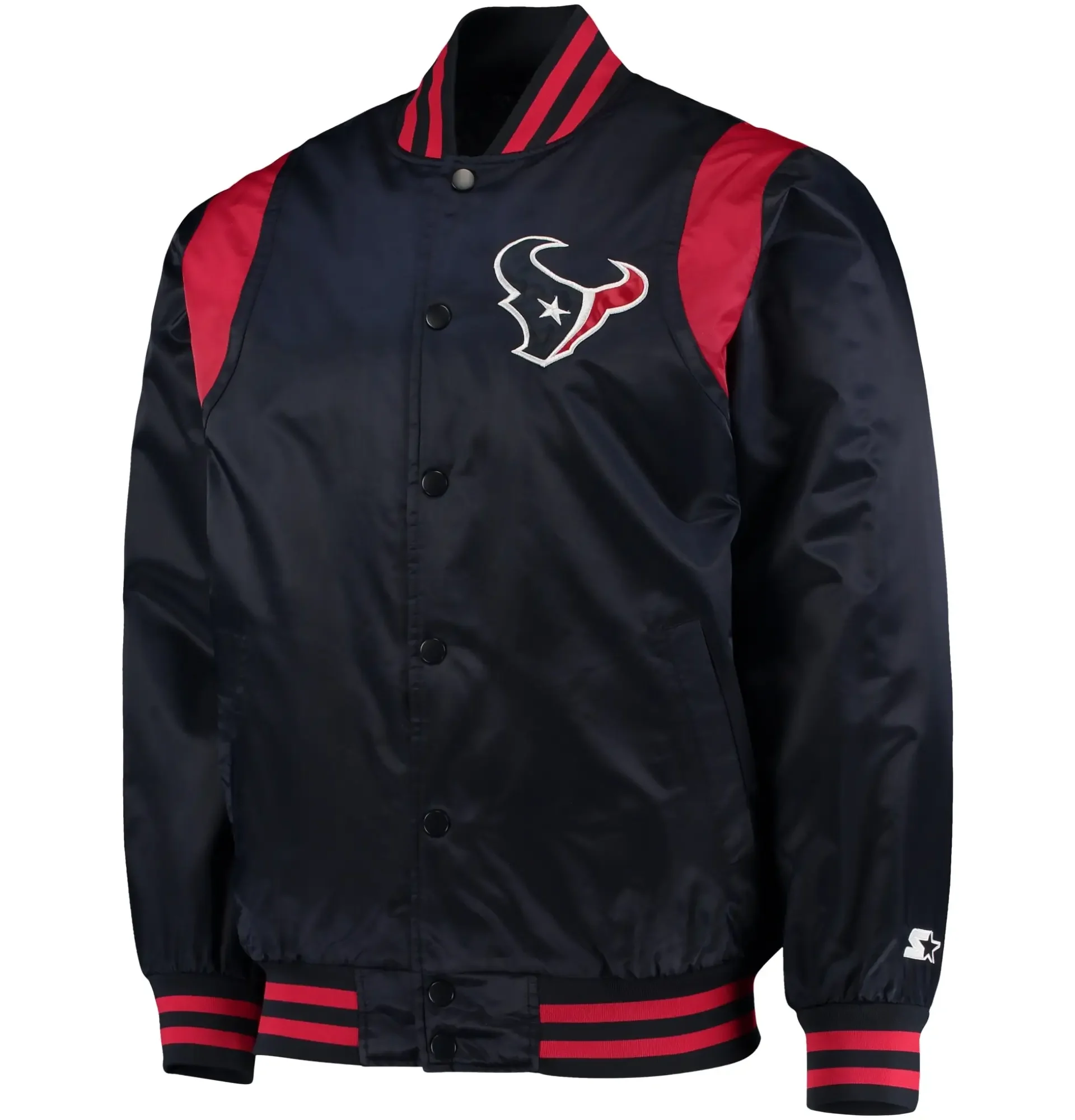 Houston Texans Navy Red Prime Time Twill Satin Varsity Jacket svj (3)