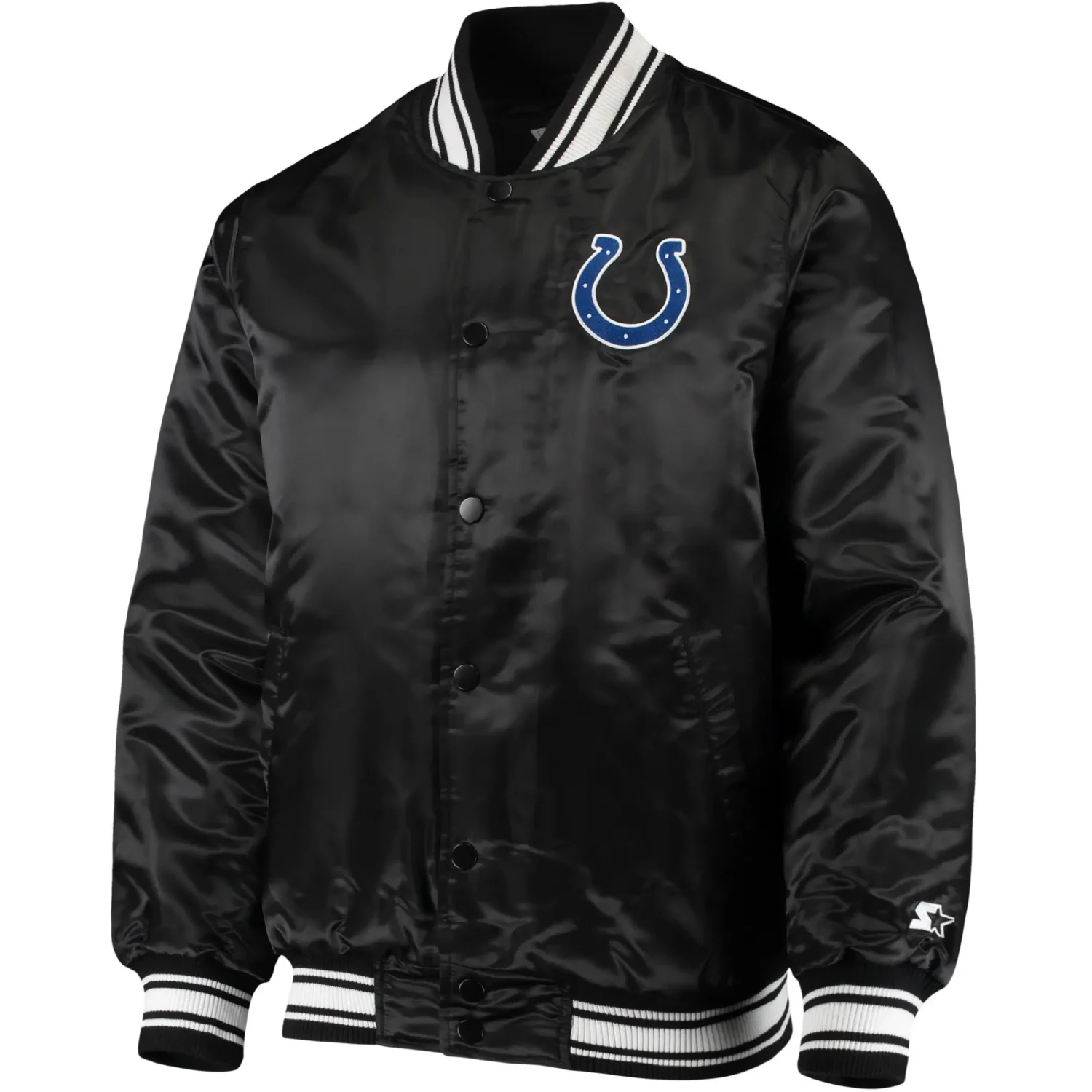 Indianapolis Colts Starter Locker Room Satin Varsity Black Jacket svj (1)