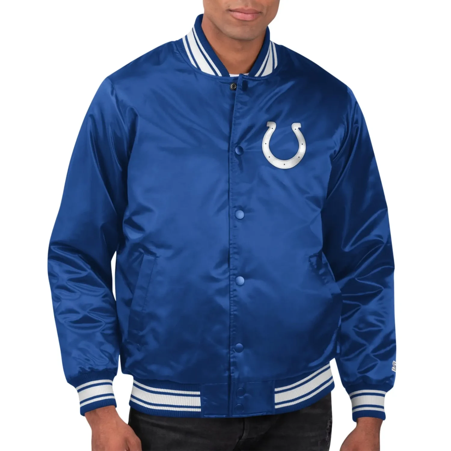 Indianapolis Colts Starter Locker Room Satin Varsity Jacket svj (2)