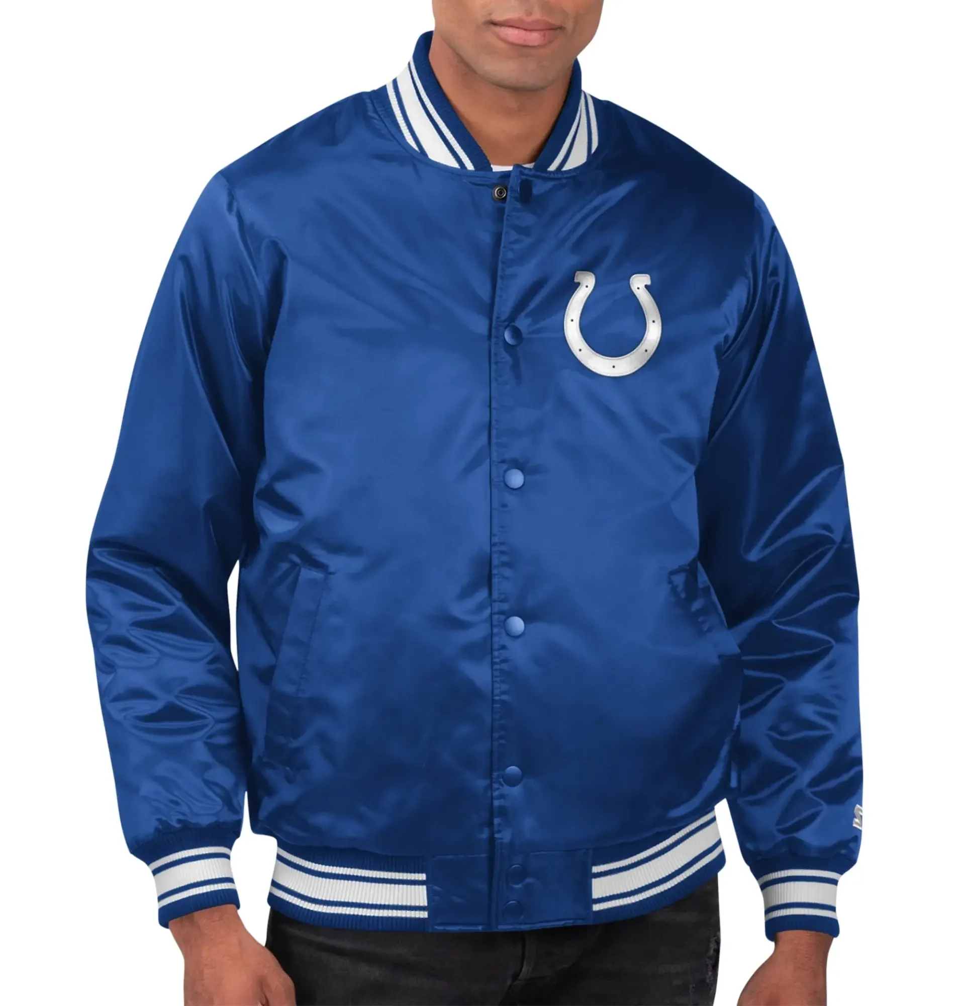 Indianapolis Colts Starter Locker Room Satin Varsity Jacket svj (2)