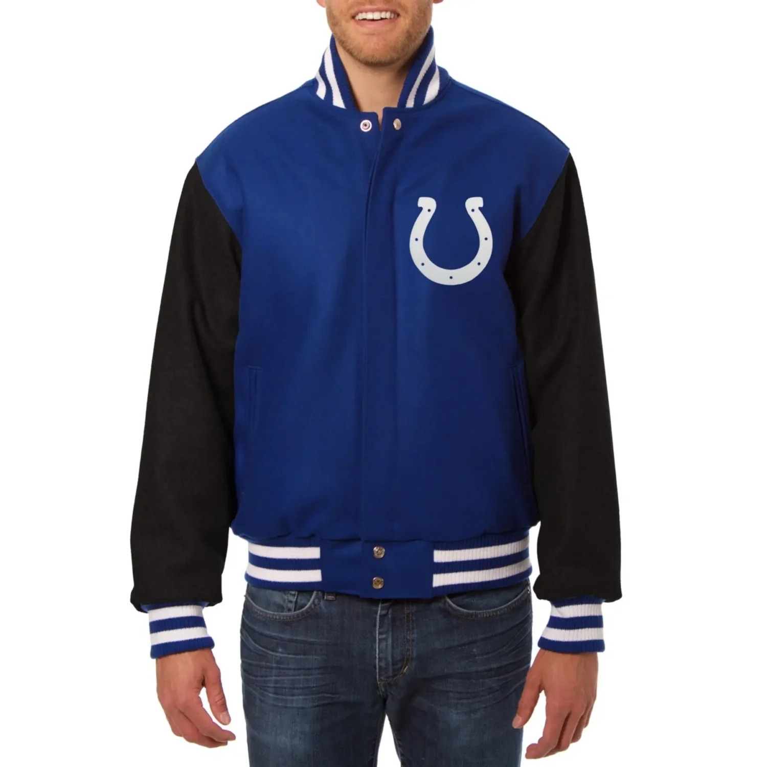 Indianapolis Colts Wool Varsity Jacket Royal Blue Black svj (2)