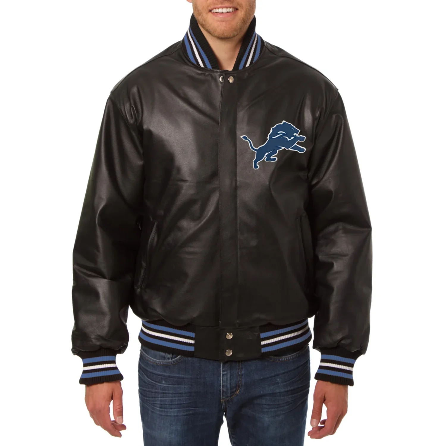 Detroit Lions Leather Varsity Jacket Brown 1 svj (1)