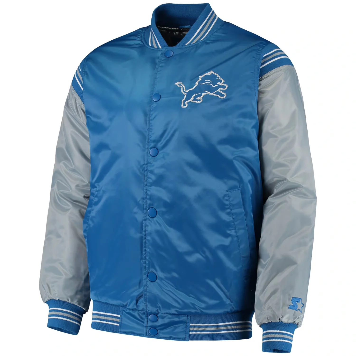 Detroit Lions Starter Enforcer Blue And Gray Satin Varsity svj (1)