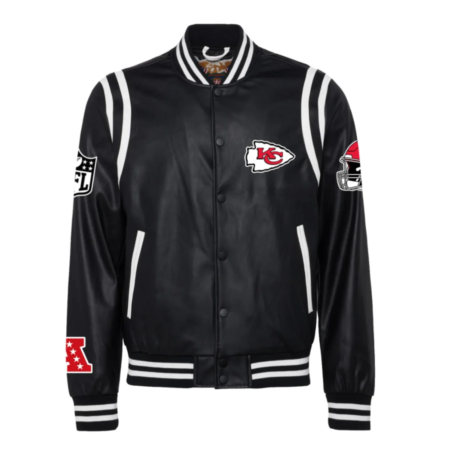 Kansas City Chiefs Full Real Leather Varsity Jacket Black 1