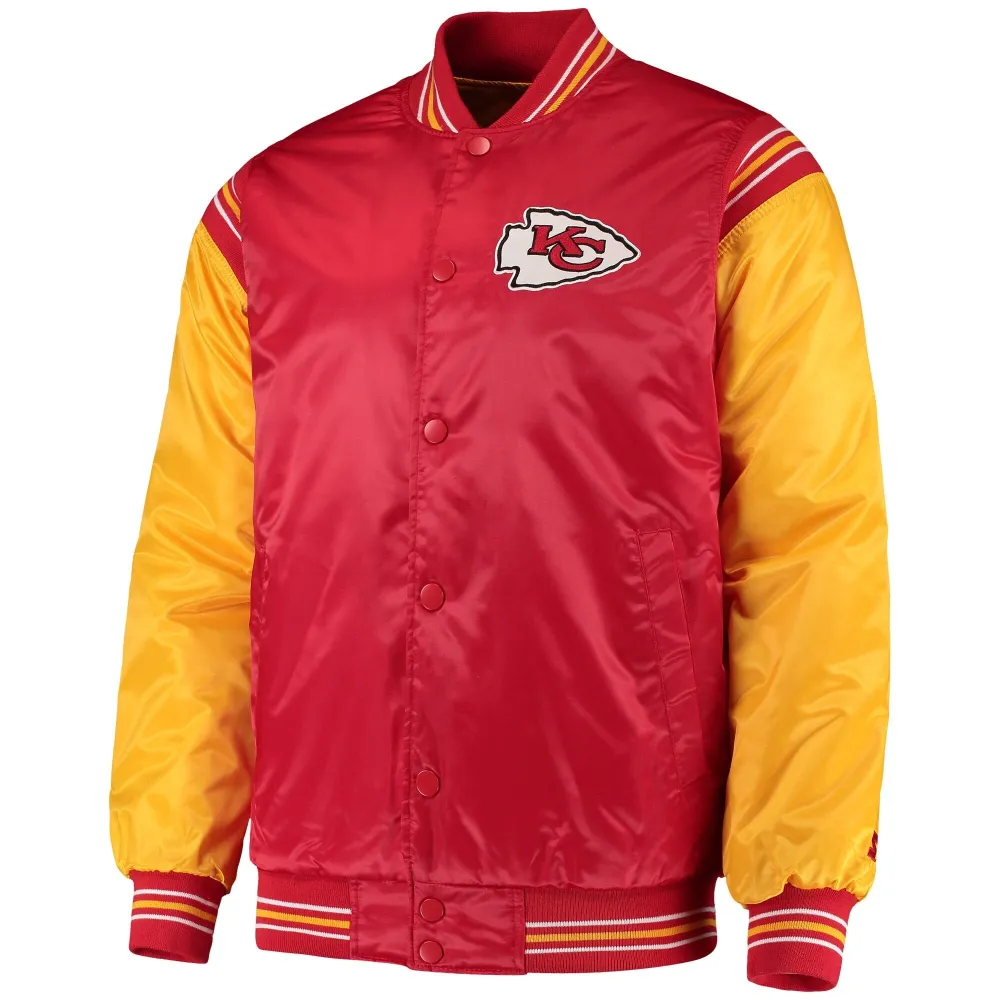 Kansas City Chiefs Starter Enforcer Red Yellow Satin Varsity Jacket svj (4)