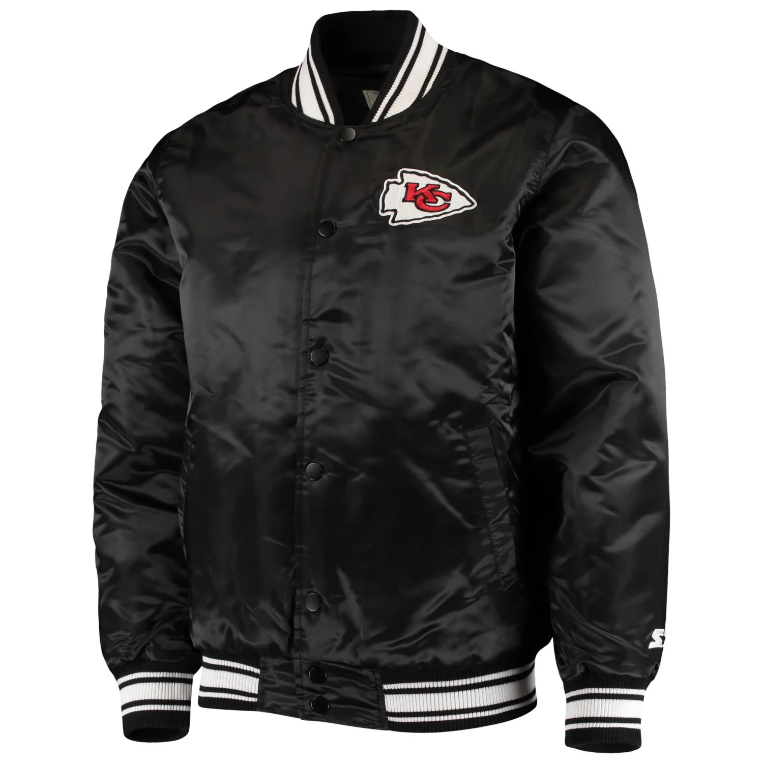 Kansas City Chiefs Starter Locker Room Black Satin Varsity Jacket SVJ (1)
