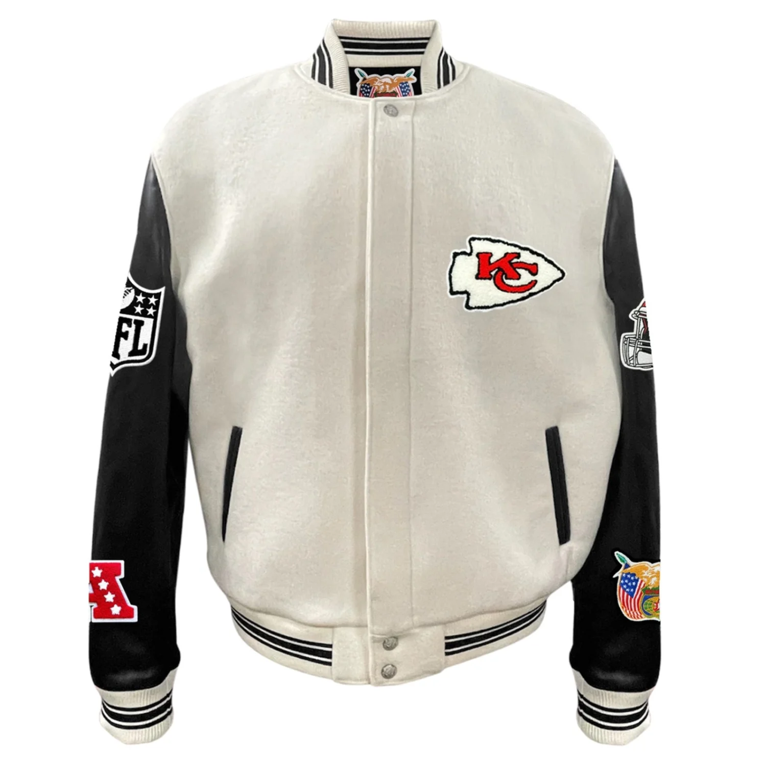 Kansas City Chiefs Wool Leather Varsity Jacket White Black svk (2)