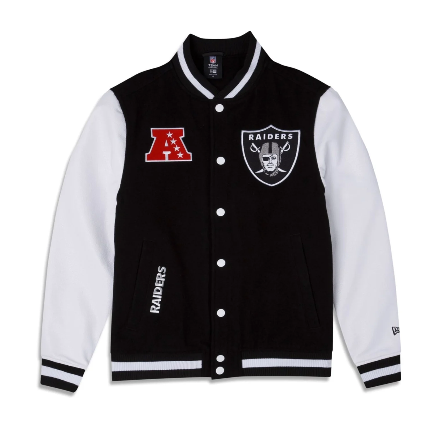 Las Vegas Raiders Third Down Full Snap Varsity Jacket Black White svj (2)