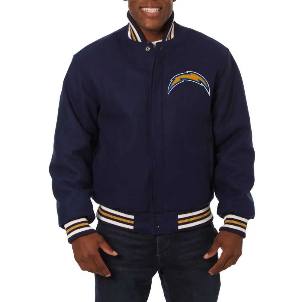 Los Angeles Chargers Handmade Wool Varsity Jacket Navy svj (2)