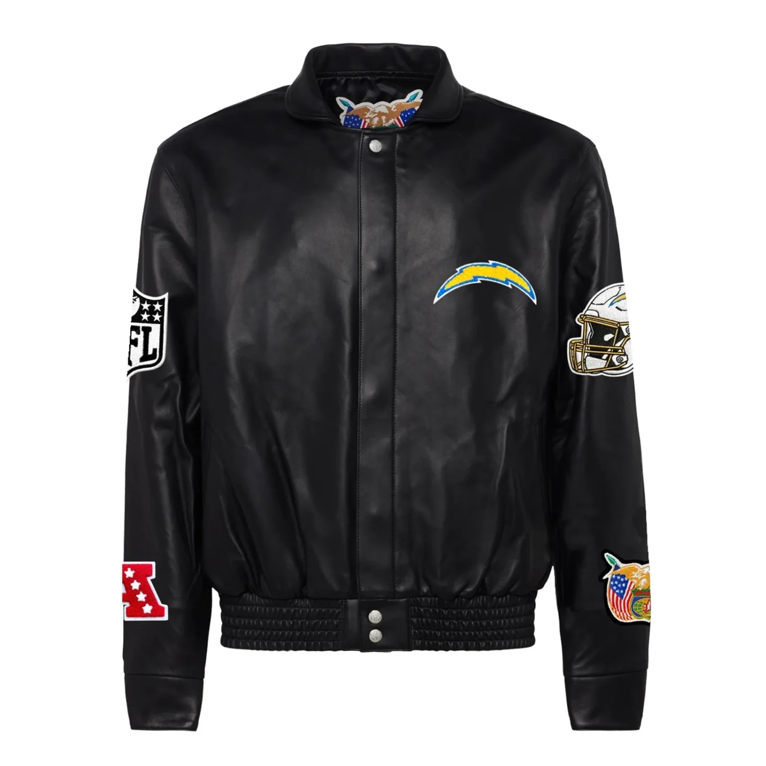 Los Angeles Chargers Jeff Hamilton Full Black Leather Varsity Jacket svk (2)