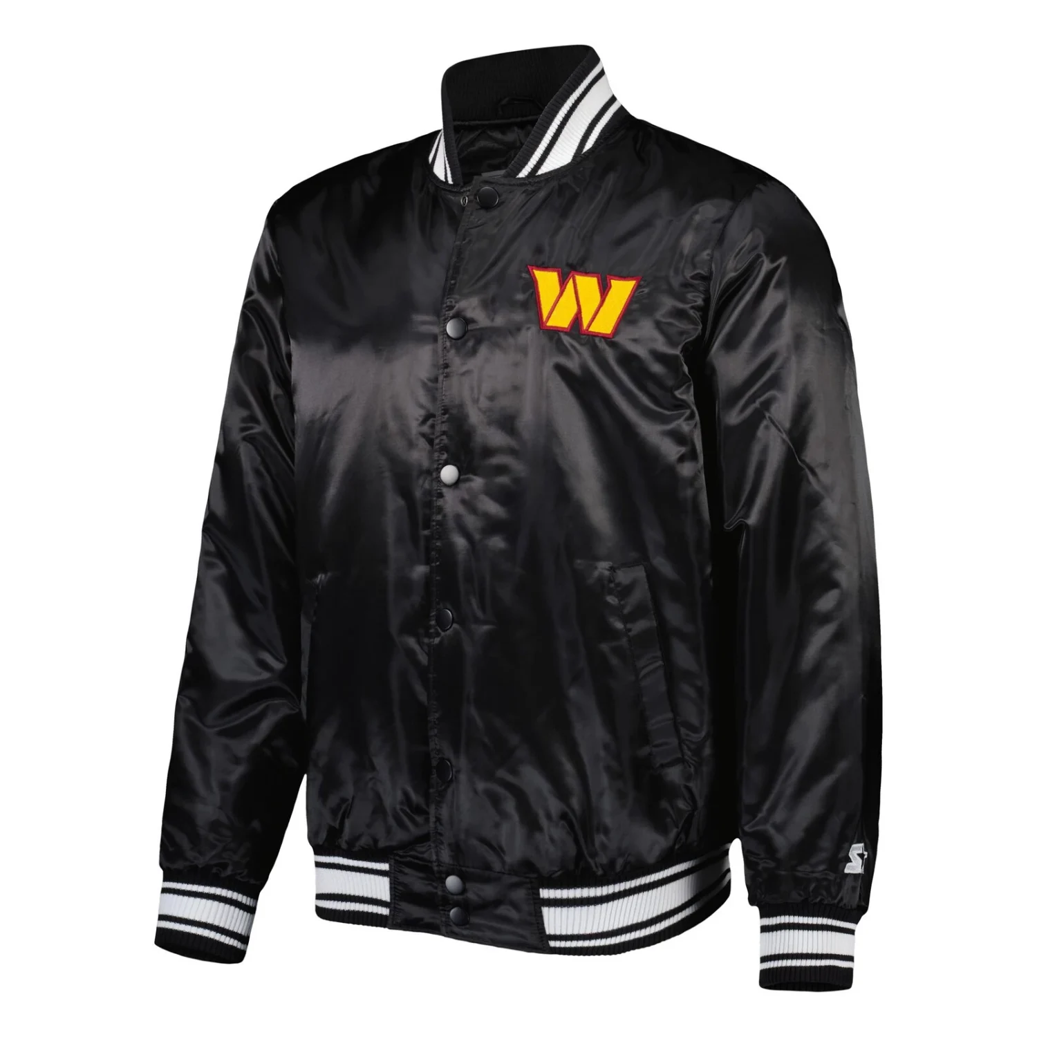 Washington Commanders Locker Room Big Logo Satin Varsity Jacket Black svj (2)